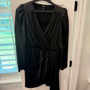 River Island Black Satin Wrap Mini Dress – Size 10